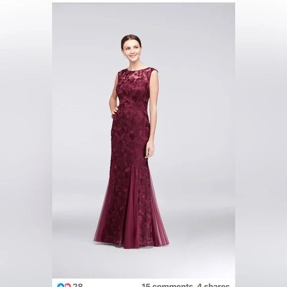 Alex Evenings | Dresses | Alex Evenings Burgundy Lace Maxi Dress | Poshmark